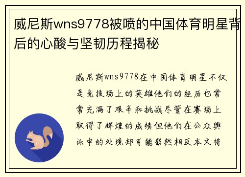 威尼斯wns9778被喷的中国体育明星背后的心酸与坚韧历程揭秘